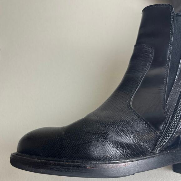 Jeffrey Campbell Edmond Black Lizard Chelsea Boot with Burgundy Accent Size 7.5 - Picture 12 of 13